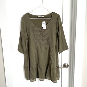 Abercrombie Green Boho Dress Size Lare Petite  NWT